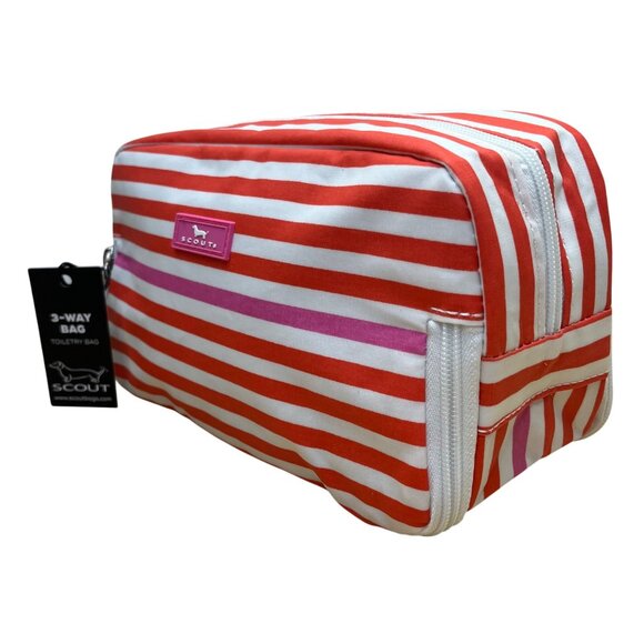 Scout Women’s Orange/White Striped Coated 3-Way Toiletry Bag Size S - Picture 2 of 13